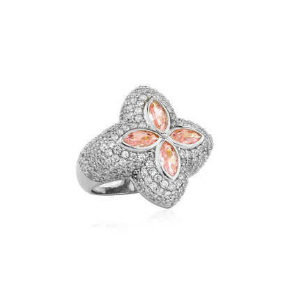 Men's Iced Out Flower Ring | 3D Lucky Clover Hip Hop Band | Caratix