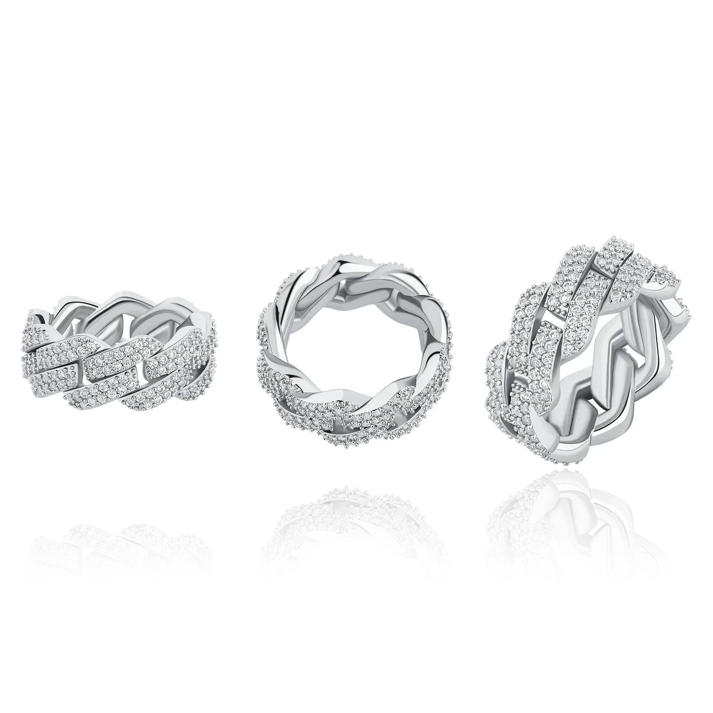 Men's Iced Out Rhombus Cuban Ring | Geometric Pave Index Band | Caratix
