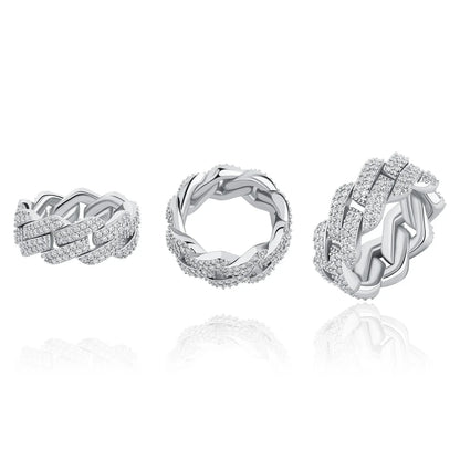 Men's Iced Out Rhombus Cuban Ring | Geometric Pave Index Band | Caratix