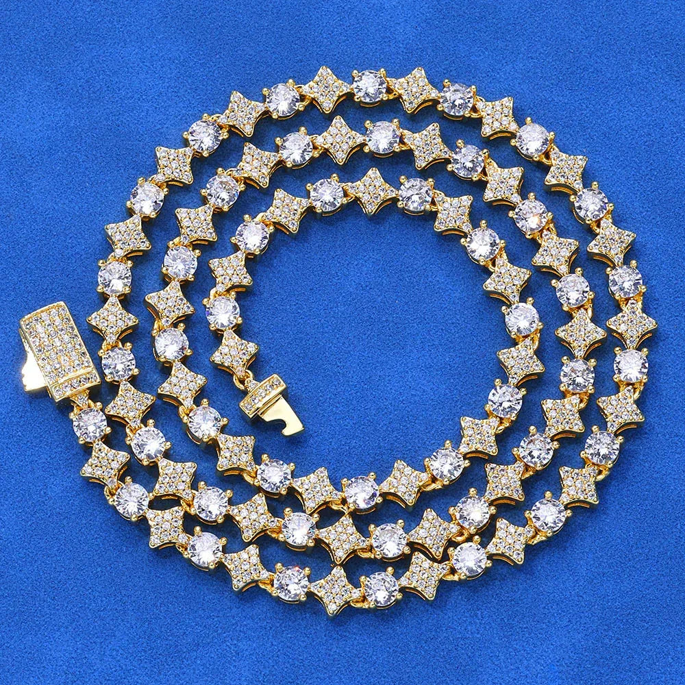 Custom 6mm 18K Gold Moissanite Star Chain | Men's High-End Hip Hop Bling | Caratix - CaratixJewelry