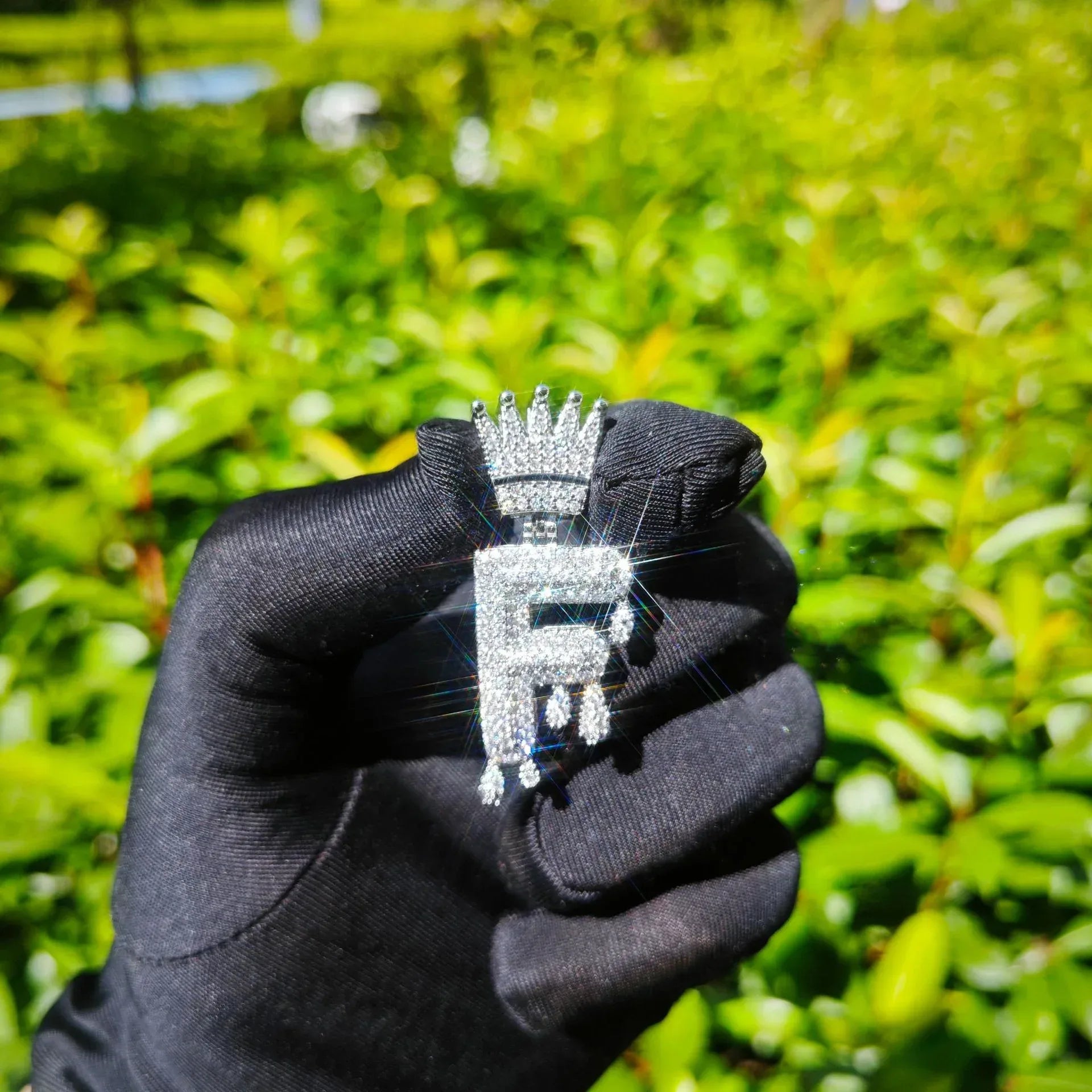 Crown Teardrop Letter Pendant | CZ Iced Out Hip Hop Initial Necklace - CaratixJewelry