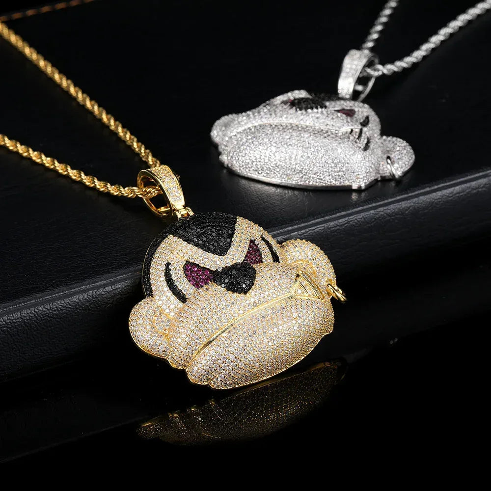 Street Gorilla Pendant Necklace with Copper Frame and Zircon Stones, Gold Plated for Men | Caratix Jewelry - CaratixJewelry