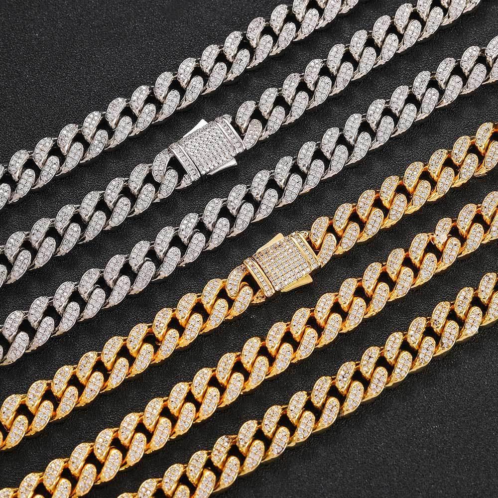 12mm Iced Out Cuban Chain Necklace Double Row Zircon Rapper - CaratixJewelry