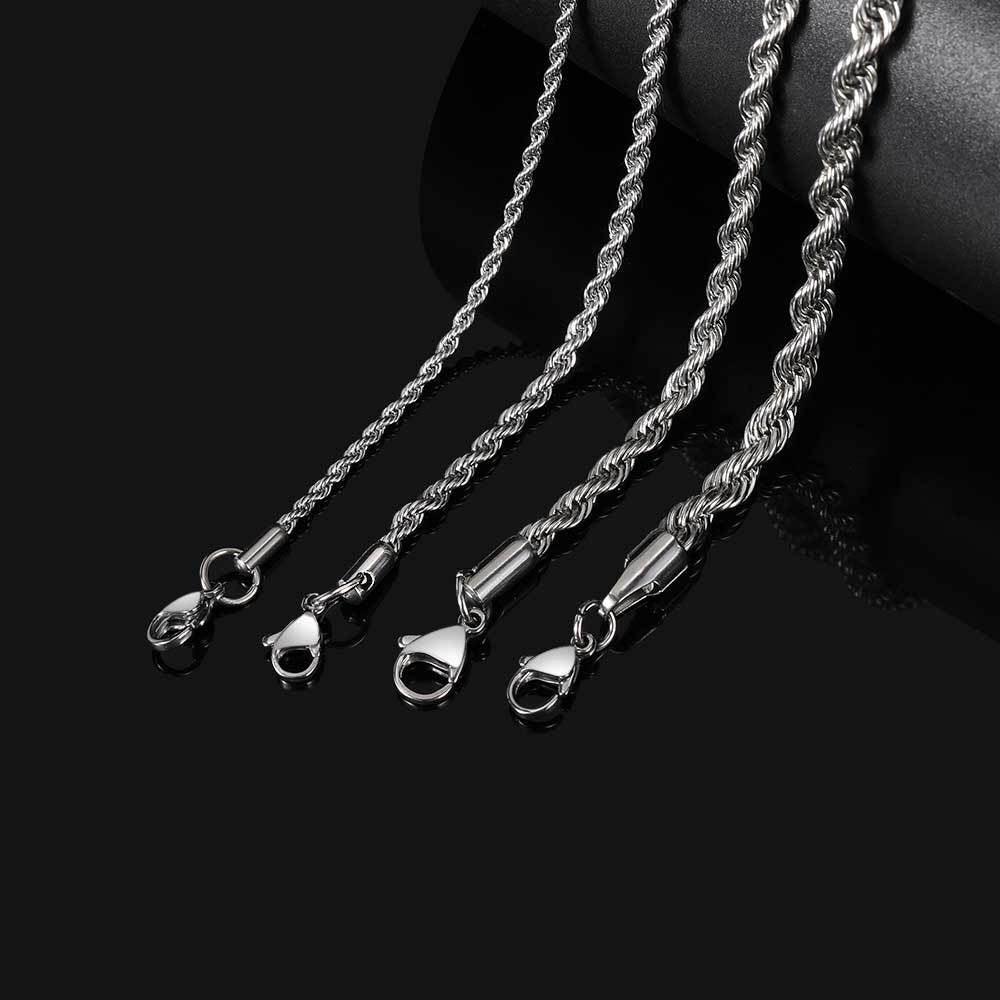 Stainless Steel Rope Chain Necklace 18K Gold Plated Unisex | Caratix Jewelry - CaratixJewelry