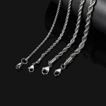Stainless Steel Rope Chain Necklace 18K Gold Plated Unisex | Caratix Jewelry - CaratixJewelry