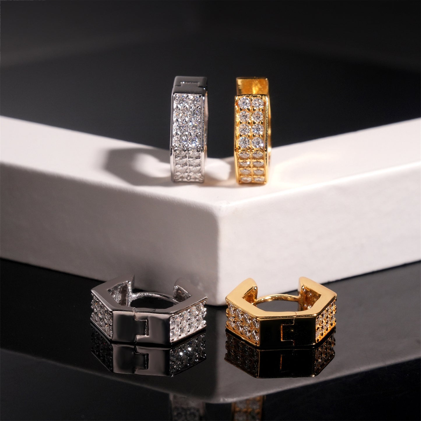 S925 Sterling Silver Moissanite Hoop Earrings | Full Pave Diamond Hoops | Caratix