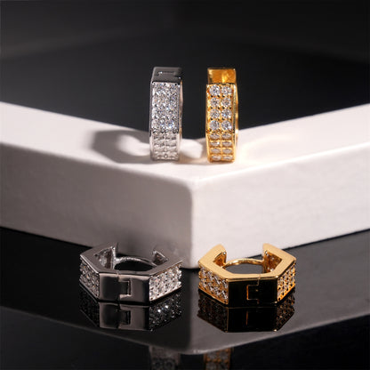 S925 Sterling Silver Moissanite Hoop Earrings | Full Pave Diamond Hoops | Caratix