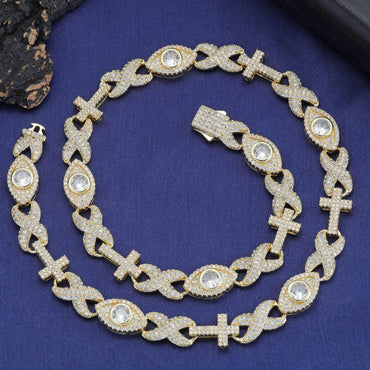 Custom Evil Eye Infinity Cross Necklace | Gold Chain Style for Rapper | Caratix - CaratixJewelry
