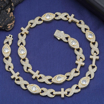 Custom Evil Eye Infinity Cross Necklace | Gold Chain Style for Rapper | Caratix - CaratixJewelry