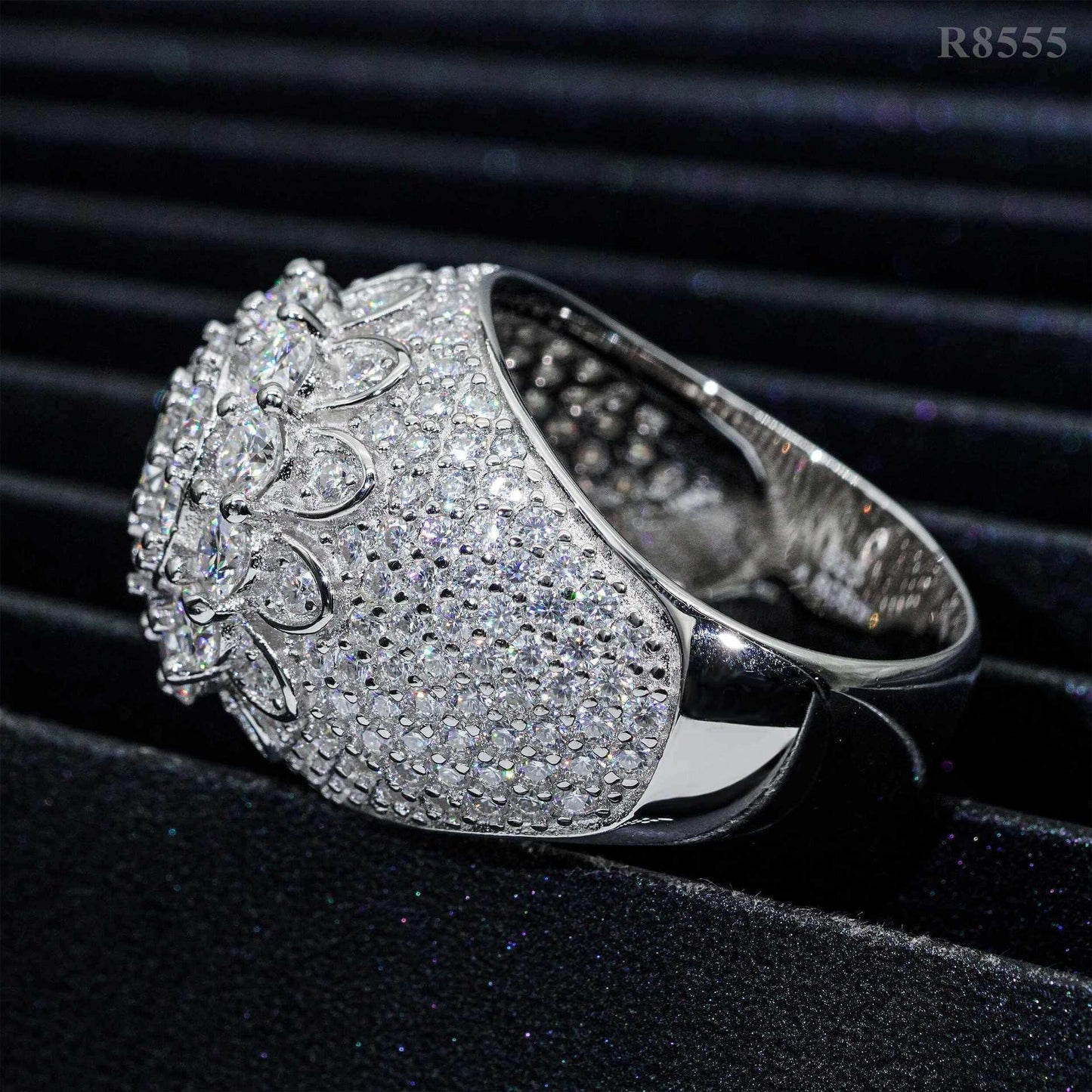 Men’s Moissanite Mini-Iced Ring | S925 Silver Full Iced Out Hip Hop Jewelry - CaratixJewelry