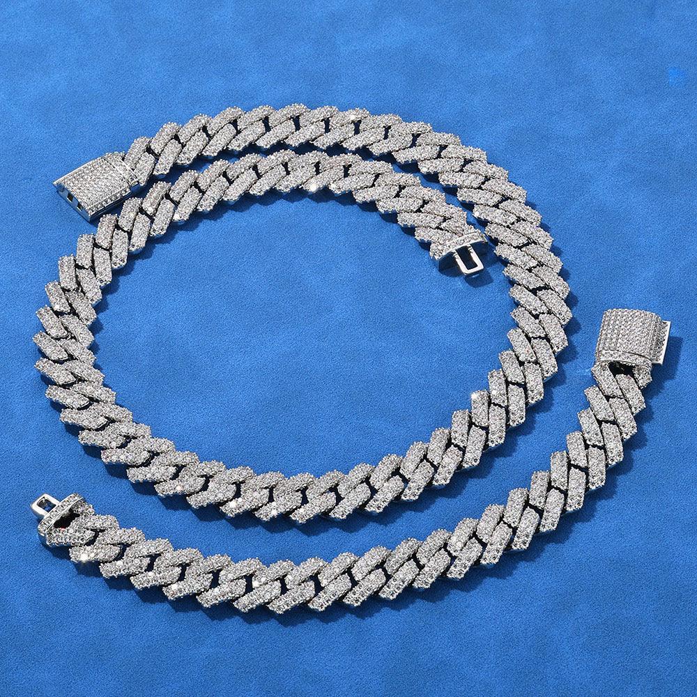 14mm Iced Out Cut Cuban Chain Necklace Double Row Zircon - CaratixJewelry