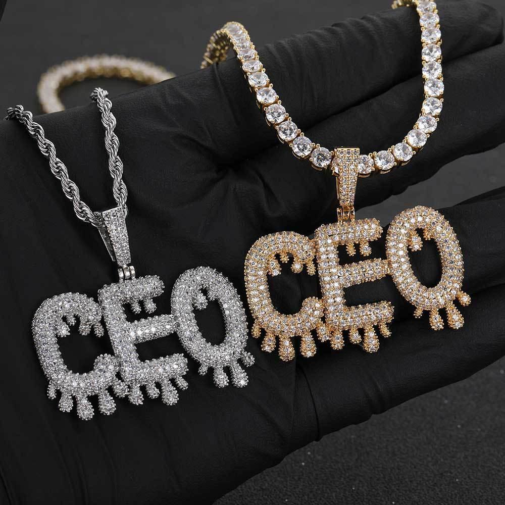 Drop-Shaped Letter and Number Pendant Necklace for Men | DIY Customizable Hip Hop Jewelry | Caratix Jewelry - CaratixJewelry