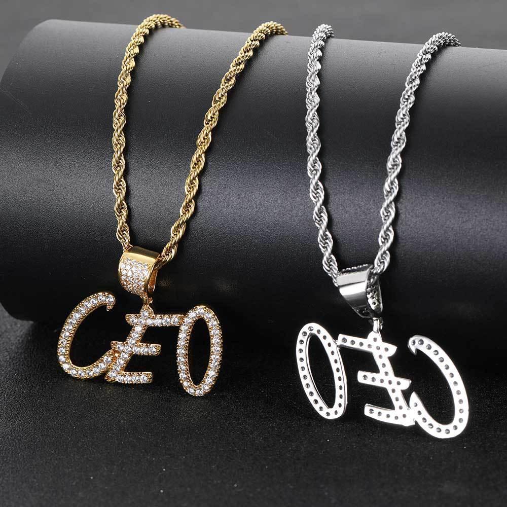 DIY Calligraphy Letter and Number Pendant Necklace with Micro-Pave Zircon for Men and Women | Caratix Jewelry - CaratixJewelry