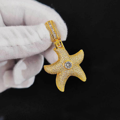 Starfish Pendant Necklace with Zircon Stones in Ocean Style for Men | Caratix Jewelry - CaratixJewelry