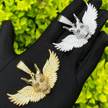 Iced Out Winged Skull Pendant | Men's "Fallen Angel" Necklace - CaratixJewelry