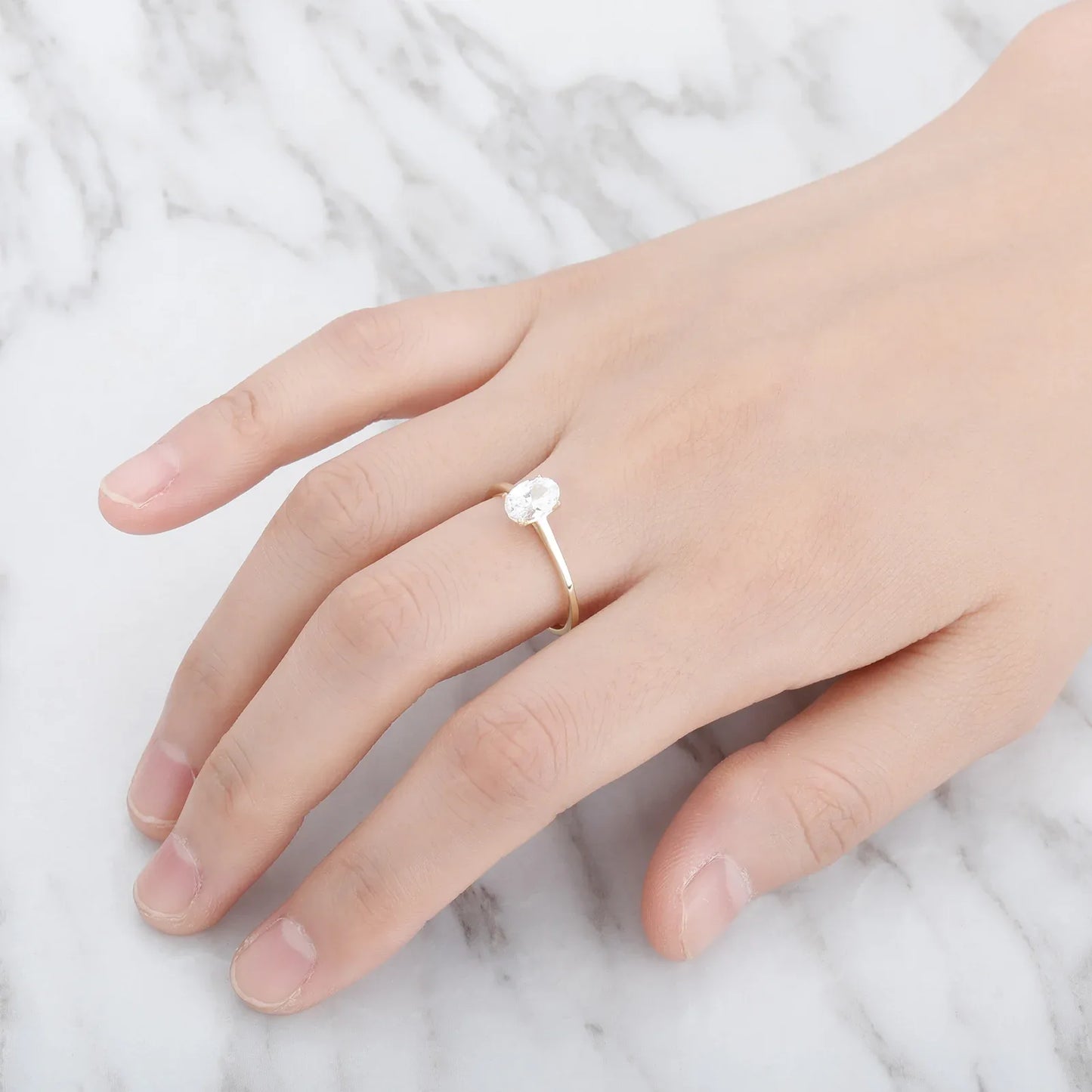 D Color Oval Moissanite Solitaire Ring | S925 Sterling Silver | Caratix