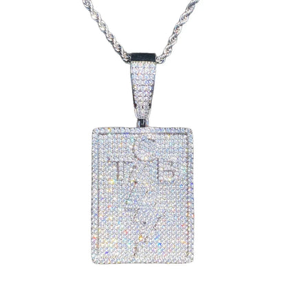 Iced Out TCB Lightning Bolt Dog Tag | Men's "Taking Care of Business" Necklace - CaratixJewelry