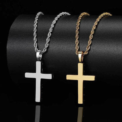 Custom Vintage Large Cross Pendant Necklace with Zircon Stones for Men | Caratix Jewelry - CaratixJewelry