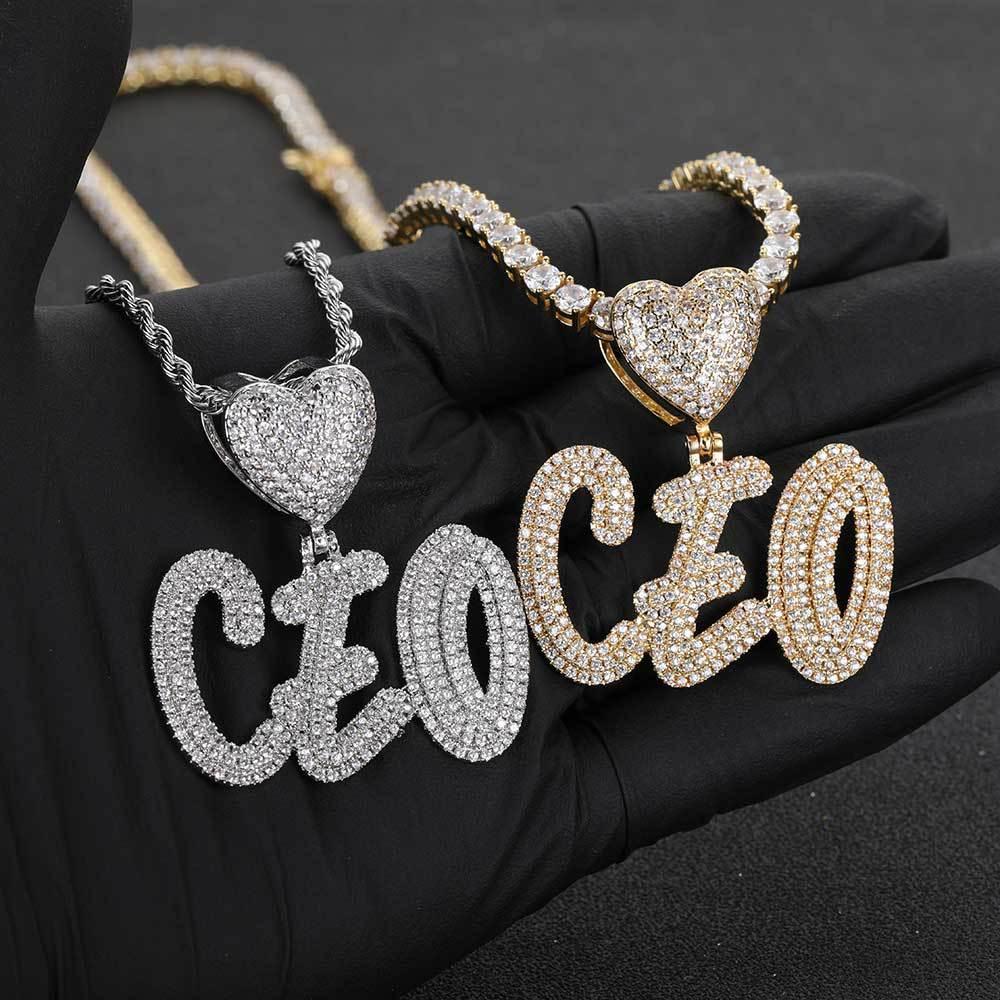 Creative Heart Lock Double Layer Pendant Necklace with Calligraphy Letters and Numbers for Men | Caratix Jewelry - CaratixJewelry