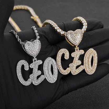 Creative Heart Lock Double Layer Pendant Necklace with Calligraphy Letters and Numbers for Men | Caratix Jewelry - CaratixJewelry