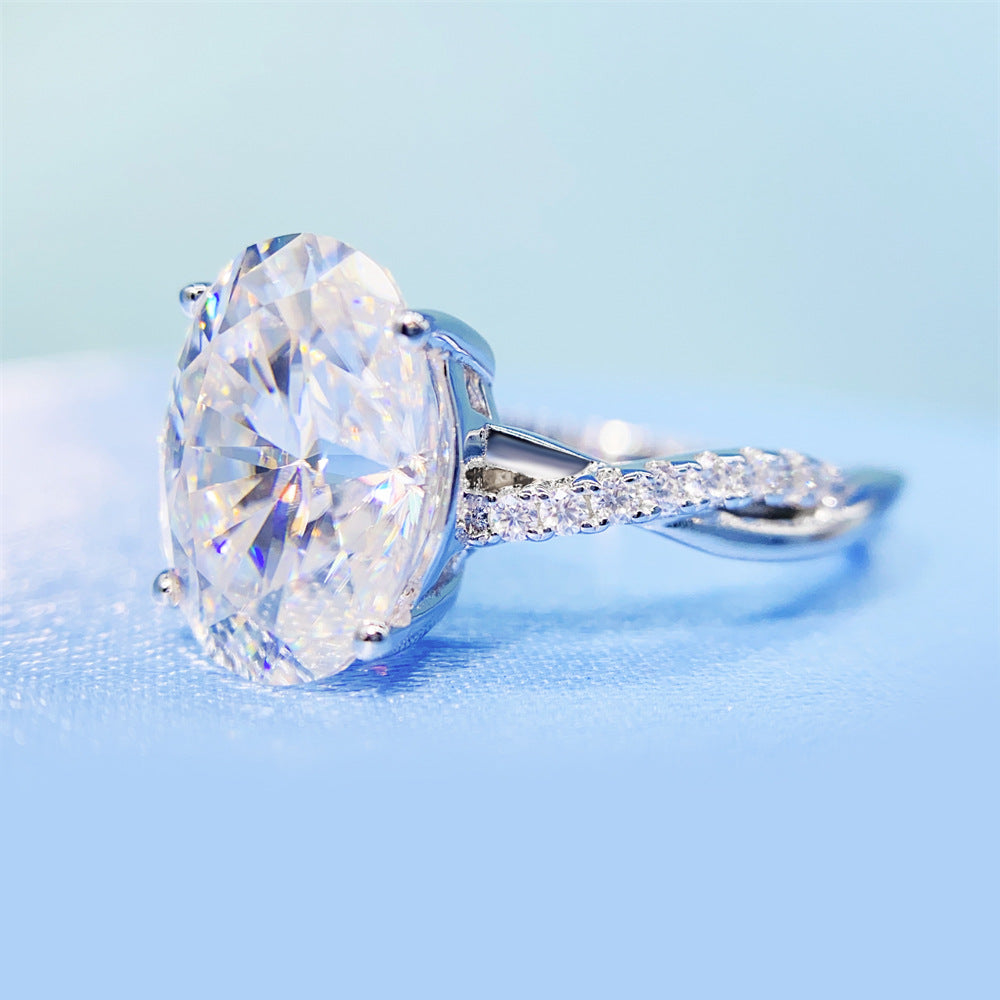 2026 Summer New S925 Silver 3ct Oval Moissanite Ring | 3 Carat D VVS1 Solitaire | Caratix
