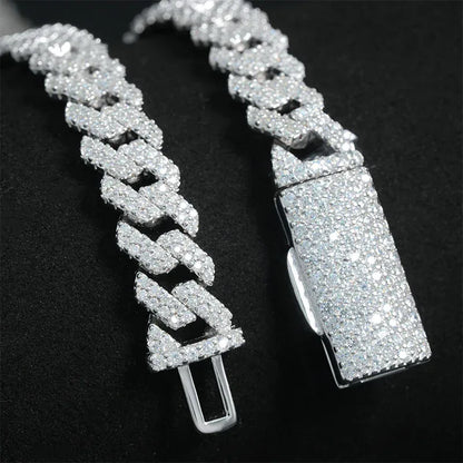 8mm Double-Row Moissanite Cuban Link Necklace | S925 Silver Hip Hop Jewelry - CaratixJewelry