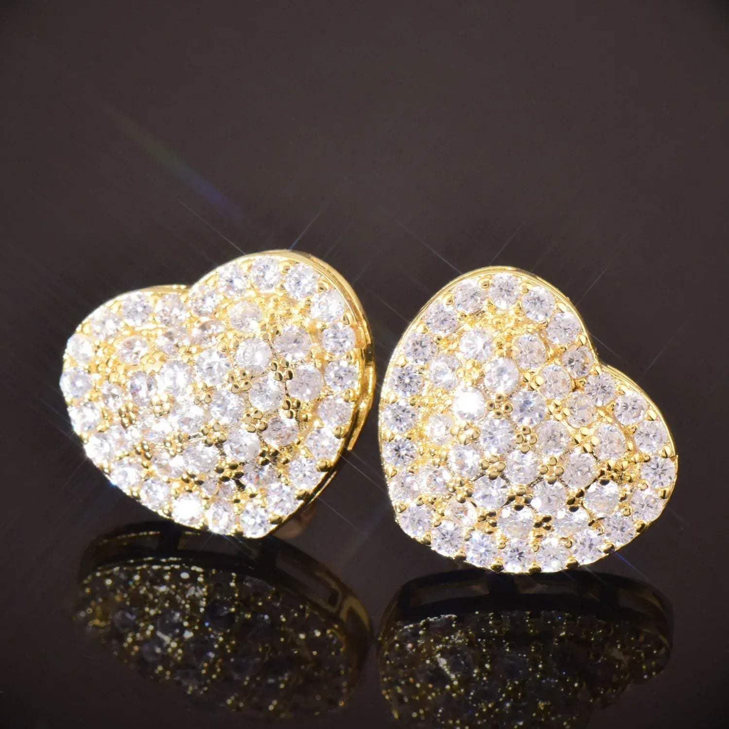 Heart Shaped Zircon Stud Earrings | Trendy & Fashionable Hip Hop Jewelry | Caratix Jewelry - CaratixJewelry