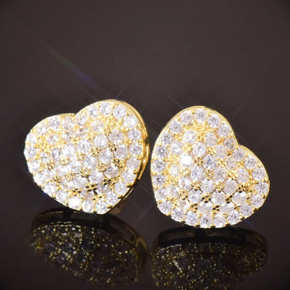 Heart Shaped Zircon Stud Earrings | Trendy & Fashionable Hip Hop Jewelry | Caratix Jewelry - CaratixJewelry