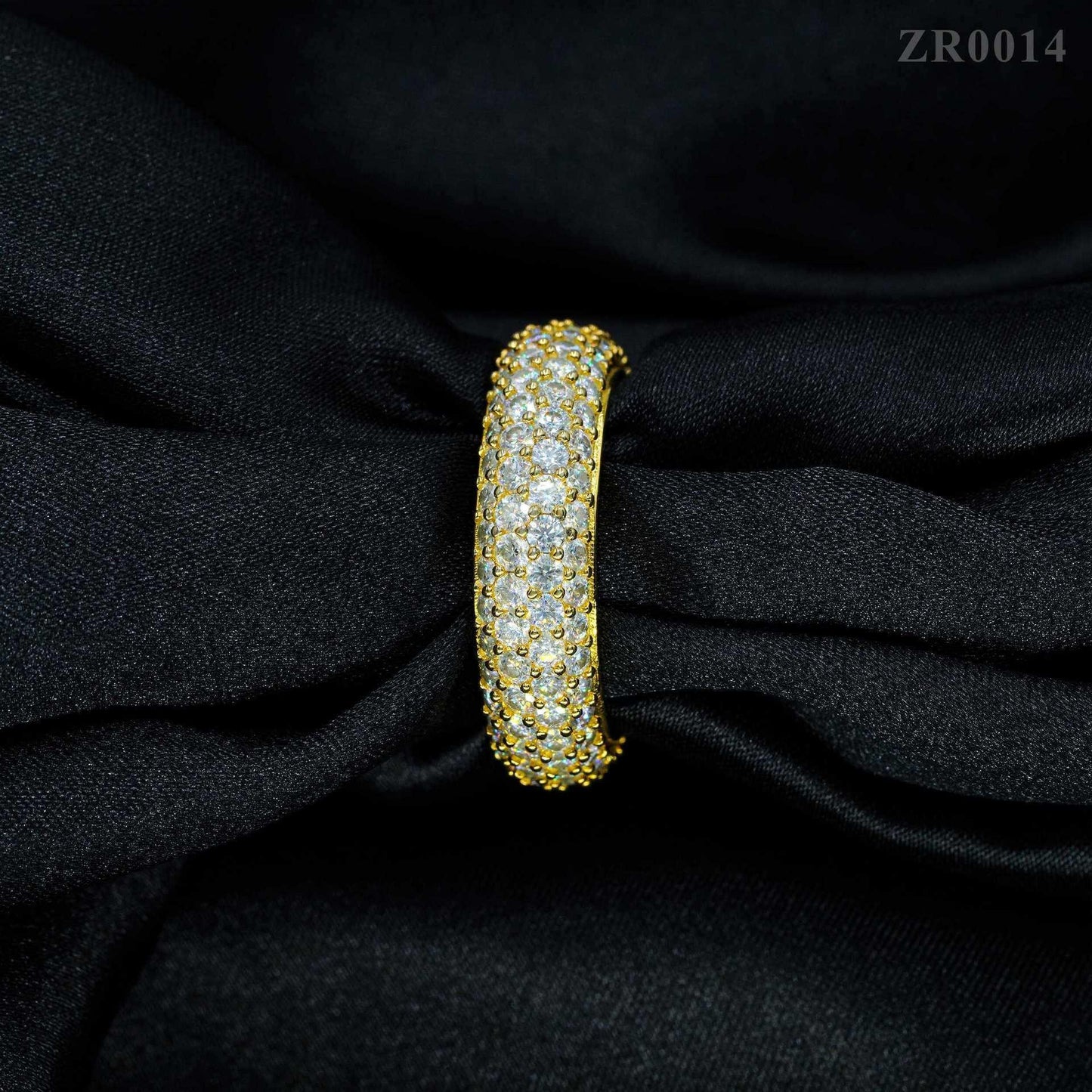 VVS Moissanite 4-Row Iced Out Ring | S925 Silver Unisex Hip Hop Jewelry - CaratixJewelry