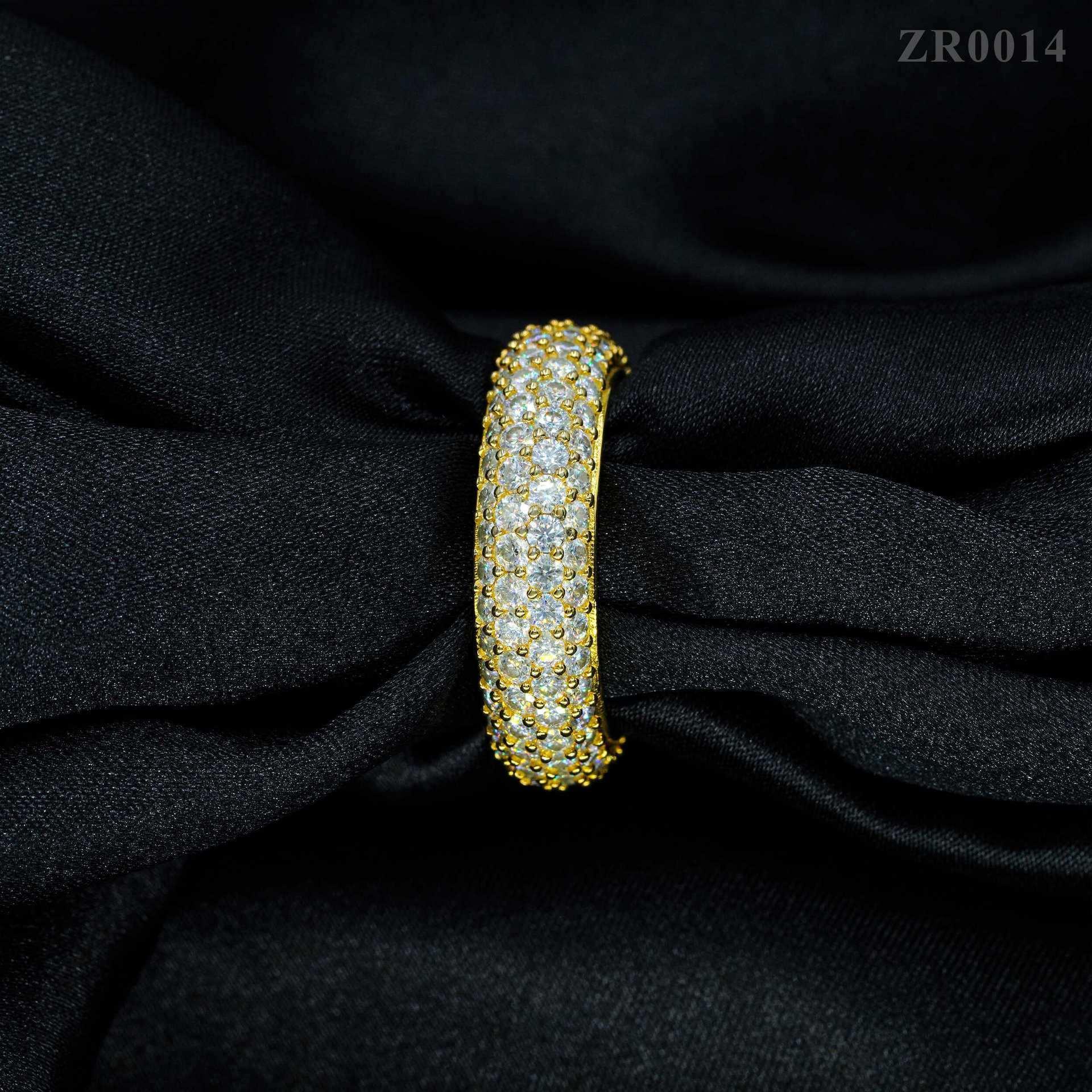 VVS Moissanite 4-Row Iced Out Ring | S925 Silver Unisex Hip Hop Jewelry - CaratixJewelry