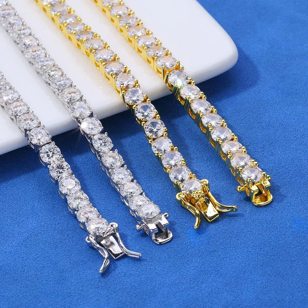 Custom S925 Sterling Silver Tennis Chain | Classic Plug-Clasp Bling Jewelry | Caratix - CaratixJewelry