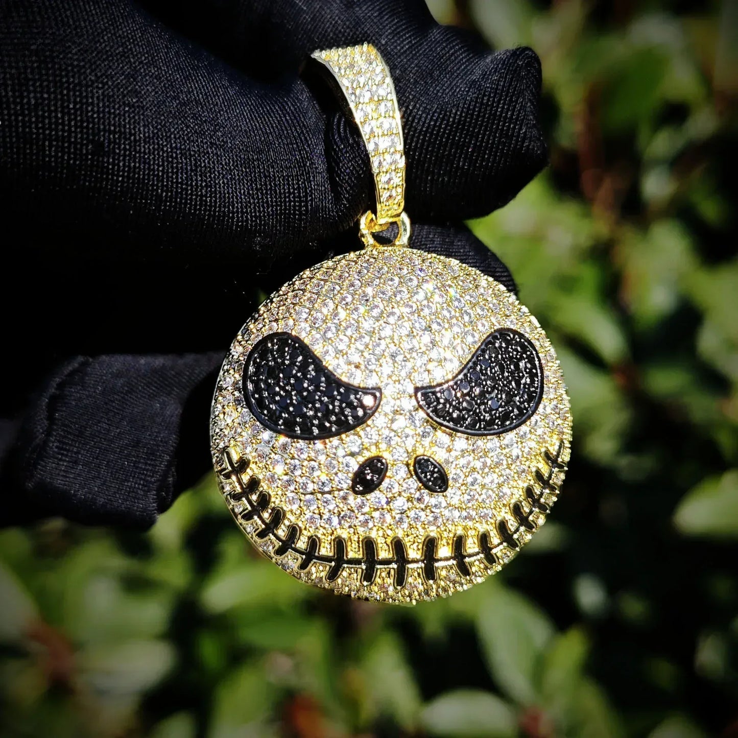 Iced Out Zombie Head Pendant Necklace – Hip Hop CZ Cartoon Jewelry for Men - CaratixJewelry