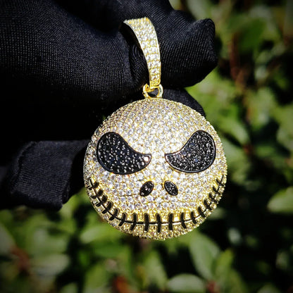 Iced Out Zombie Head Pendant Necklace – Hip Hop CZ Cartoon Jewelry for Men - CaratixJewelry