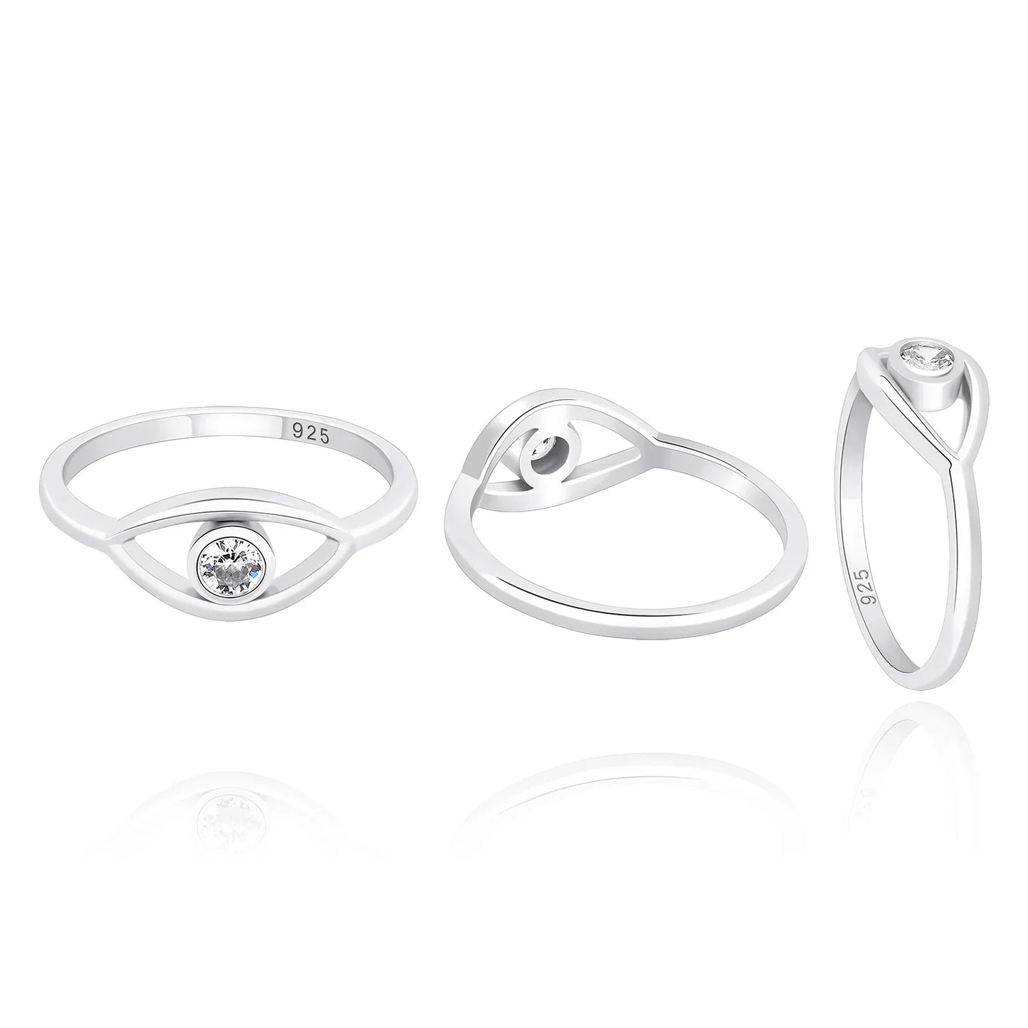 Solid 925 Sterling Silver Evil Eye Ring | Protective Amulet Band | Caratix