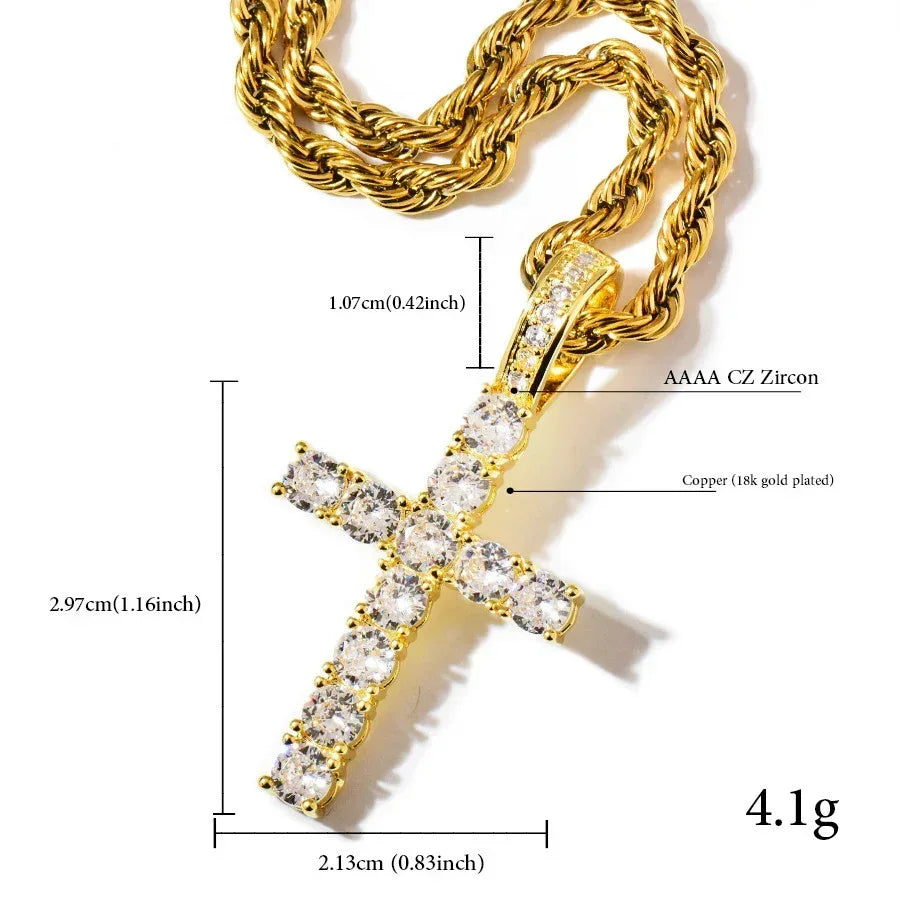 Claw-Set CZ Cross Pendant | Rock Nightclub Men’s Necklace - CaratixJewelry