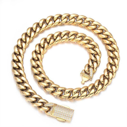 12mm Rounded Cuban Chain Necklace Stainless Steel for Men | Caratix Jewelry - CaratixJewelry