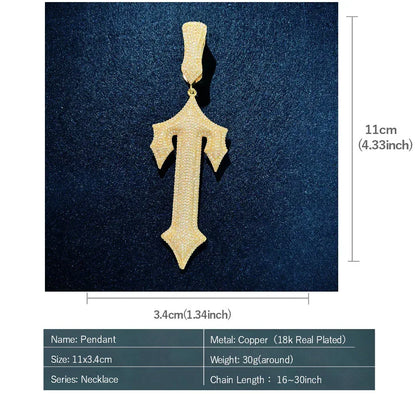 Iced Out Sword Pendant Necklace | CZ Hip Hop Punk Men’s Streetwear Jewelry - CaratixJewelry