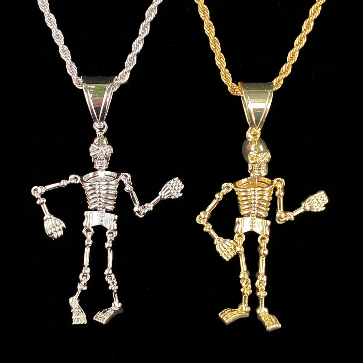 Dark Gothic Skeleton Pendant | Men's Real Copper Skull Necklace - CaratixJewelry