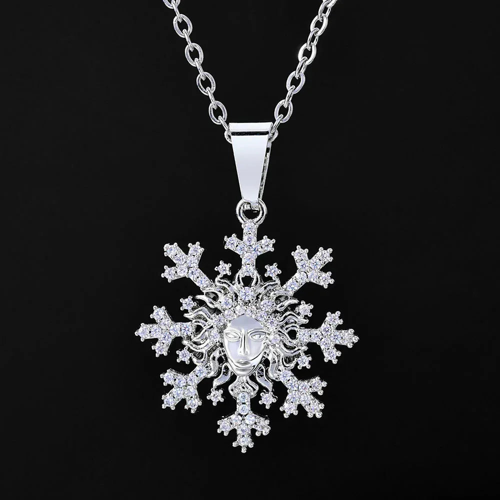 Custom Snowflake Portrait Pendant Necklace for Women | Trendy Hip Hop Jewelry – Caratix Jewelry - CaratixJewelry