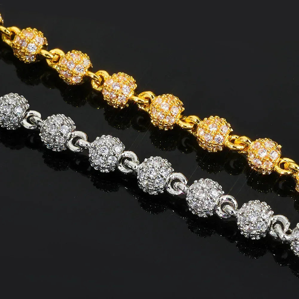 4mm Moissanite Beaded Chain for Men – S925 Sterling Silver High-Quality Custom Luxury Necklace - CaratixJewelry
