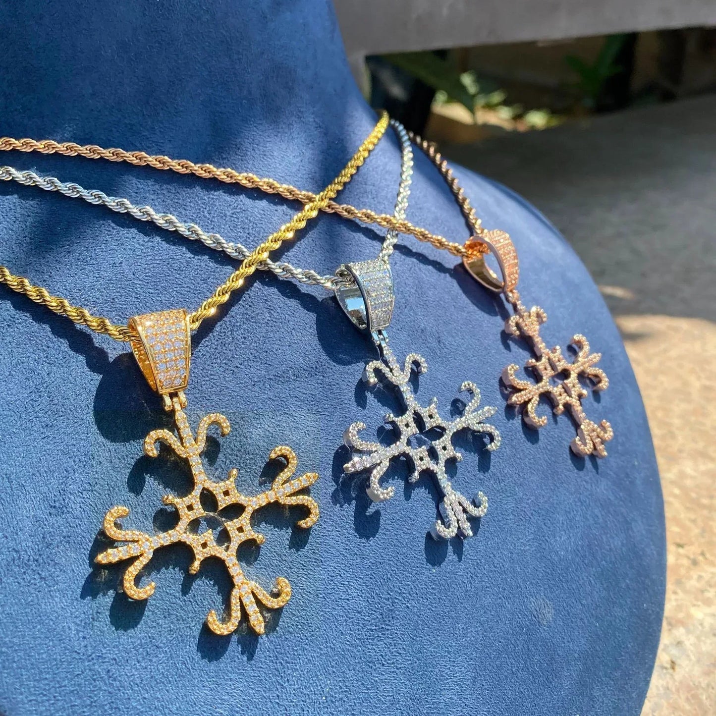 Men's Fully Flooded Block Necklace | Premium Copper CZ Hip Hop Jewelry - CaratixJewelry