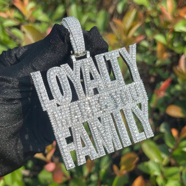 Iced Out "Loyalty Makes You Family" Pendant | Men's Real Copper CZ Necklace - CaratixJewelry