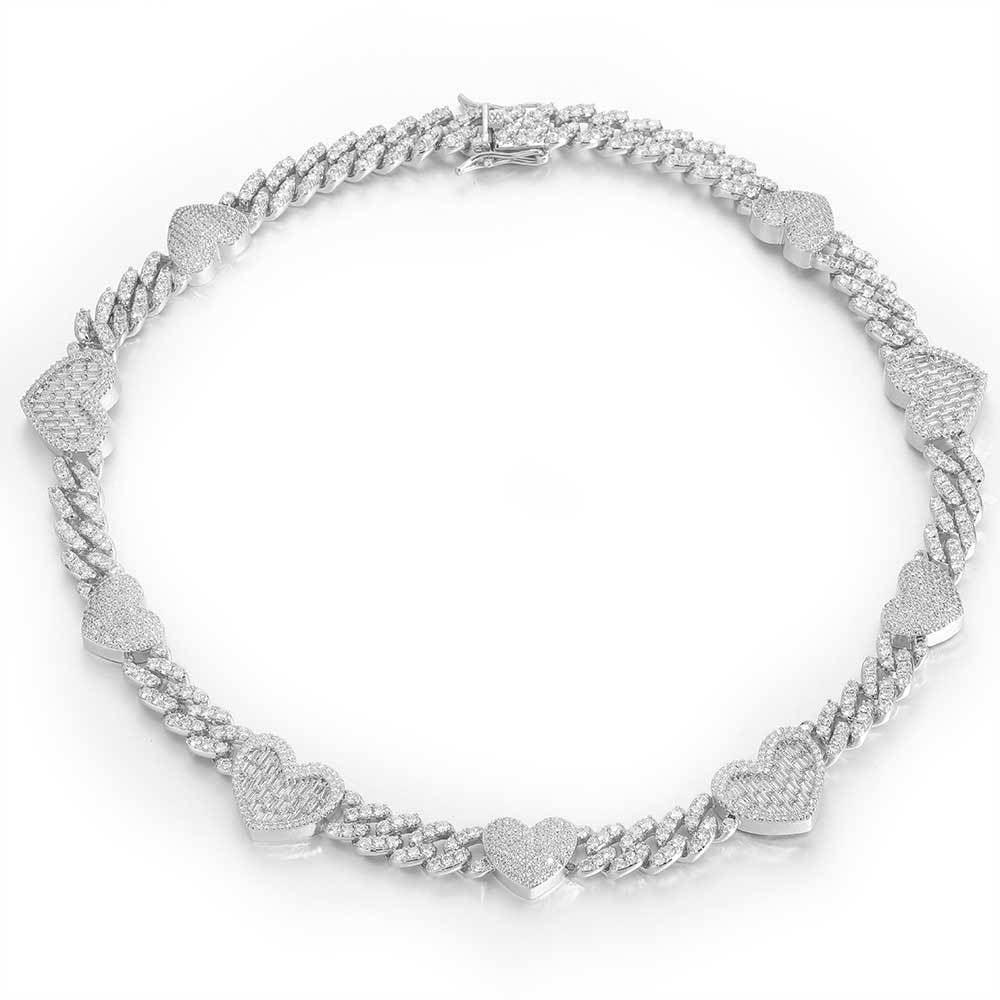 Heart Zircon Cuban Chain Choker Necklace Elegant Jewelry - CaratixJewelry