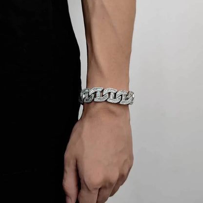 16mm T-Shaped Zircon Cuban Link Bracelet - CaratixJewelry