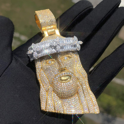 Iced Out Jesus Pendant Necklace for Men – Hip Hop CZ Streetwear Jewelry - CaratixJewelry