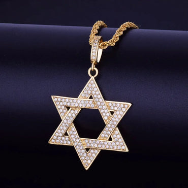 Men's Six-Pointed Star Necklace | Premium Copper CZ Geometric Jewelry Caratix - CaratixJewelry