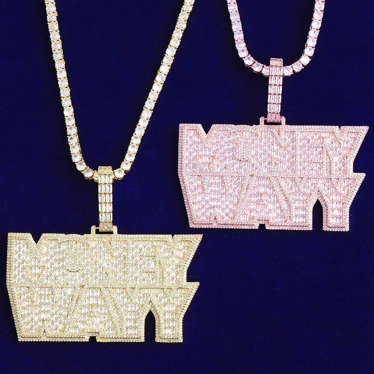 Iced Out "Money Wayy" Pendant | Men's Real Copper CZ Necklace - CaratixJewelry