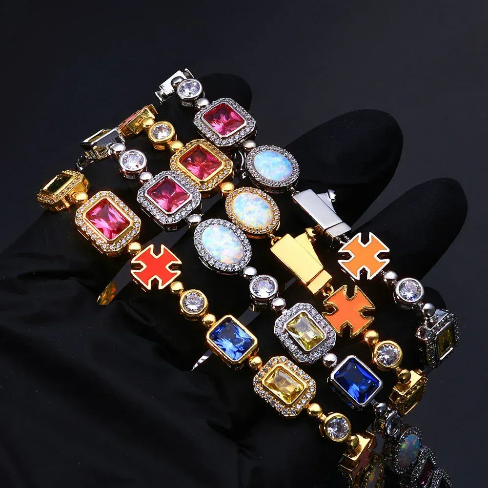 Colorful Gemstone Necklace with Zircon for Men and Women | High-End Hip Hop Jewelry | Caratix Jewelry - CaratixJewelry