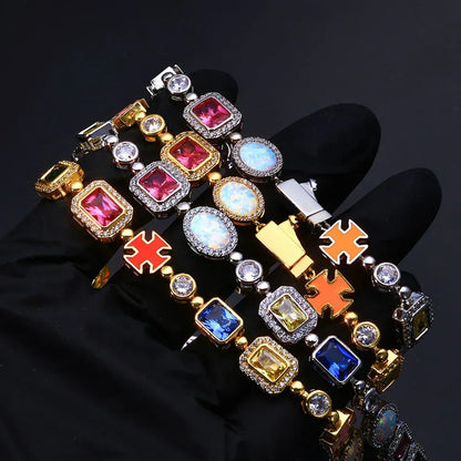 Colorful Gemstone Necklace with Zircon for Men and Women | High-End Hip Hop Jewelry | Caratix Jewelry - CaratixJewelry