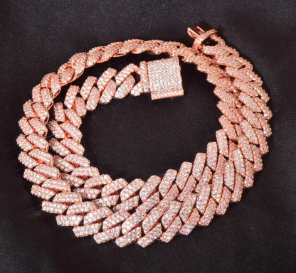 14mm Cuban Chain Necklace with Copper & Zircon - CaratixJewelry